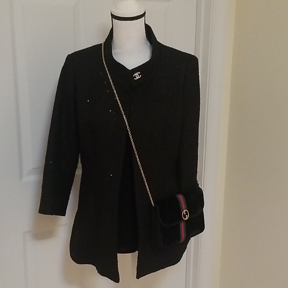 SOLD! Gucci Velvet Clutch Purse + Crossbody Strap - Picture 2 of 8